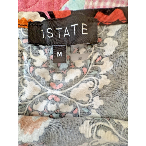 1 State Maxi Dress Womens Medium Black Floral Sleeveless Sidr Slits Flowy - Picture 2 of 4